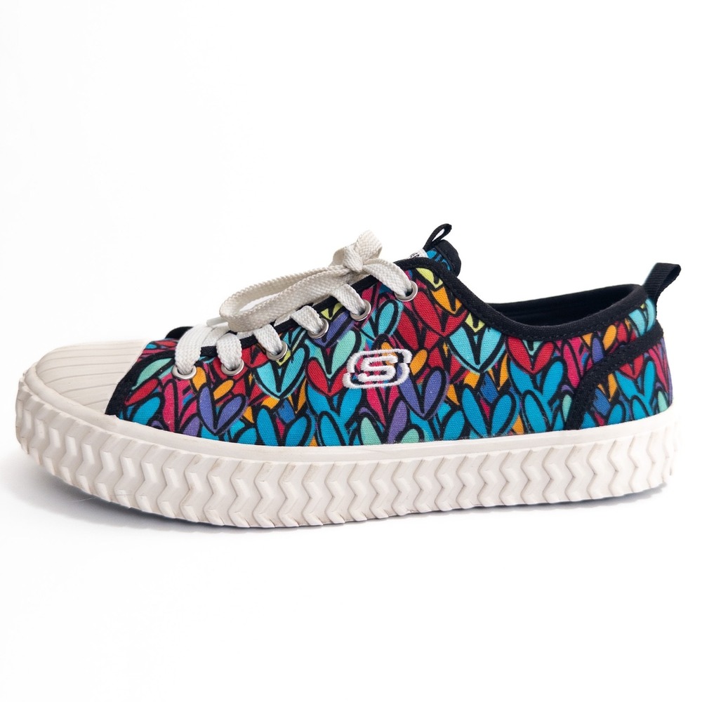 Skechers Colorful Heart-Print Low-Top Sneakers - Blue, Red, Purple